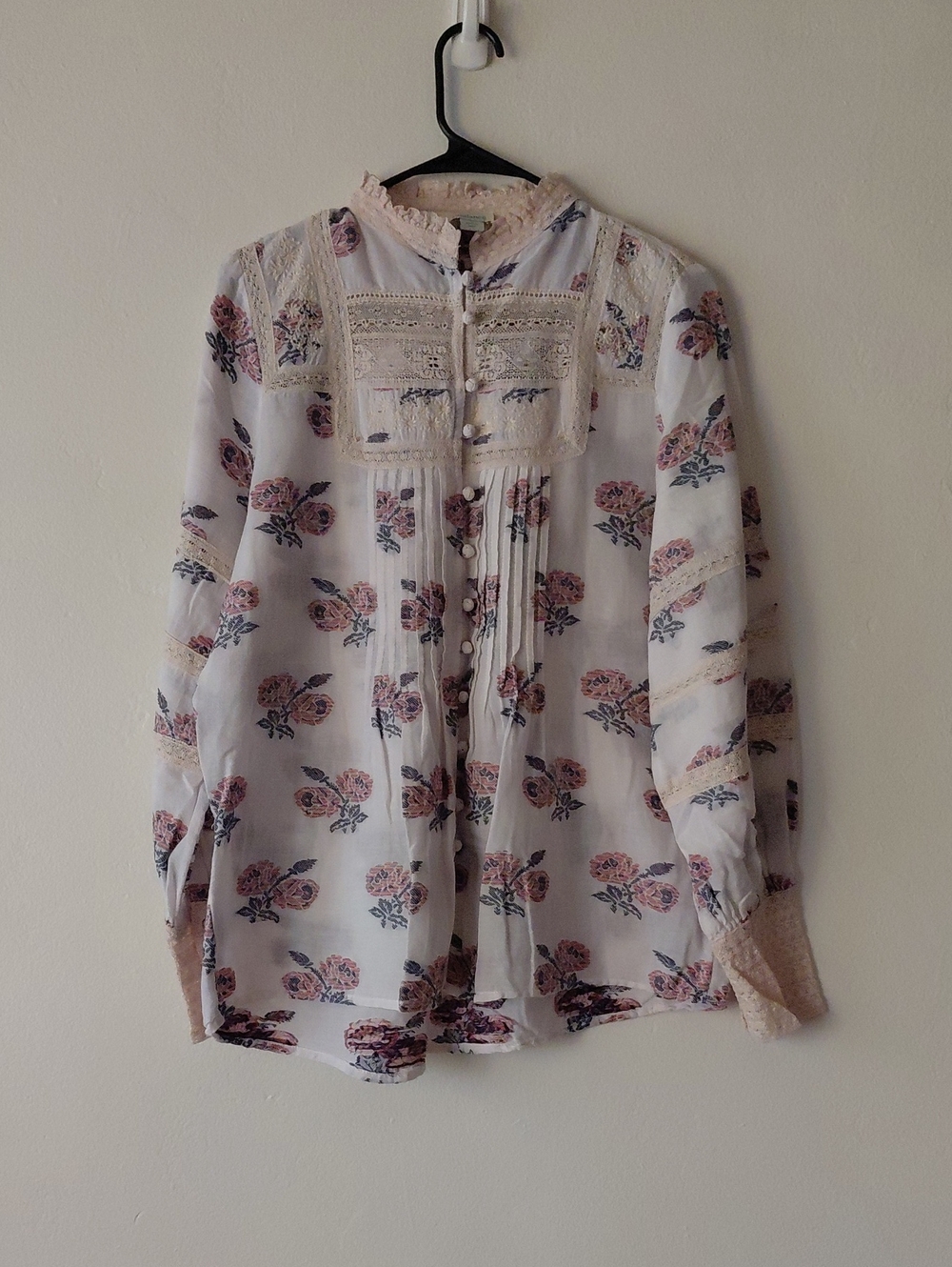 Sundance Lace-Trim Boheimian Blouse Multicolor Accents With Embroidery